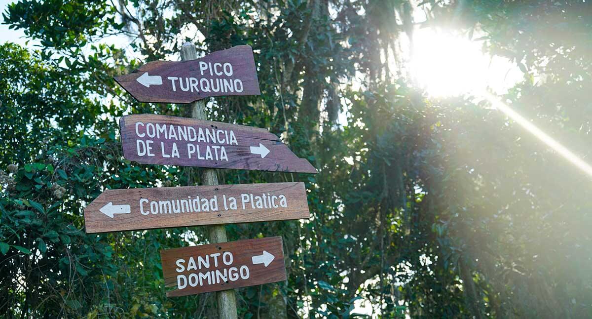 Signage near the La Comandancia de La Plata, Fidel Castro’s mountain command center. This is at the very end of our trek. But it’s what most tourists see getting out of their 4WD vehicle to hike to La Comandancia, or to Pico Turquino, the highest point in Cuba.