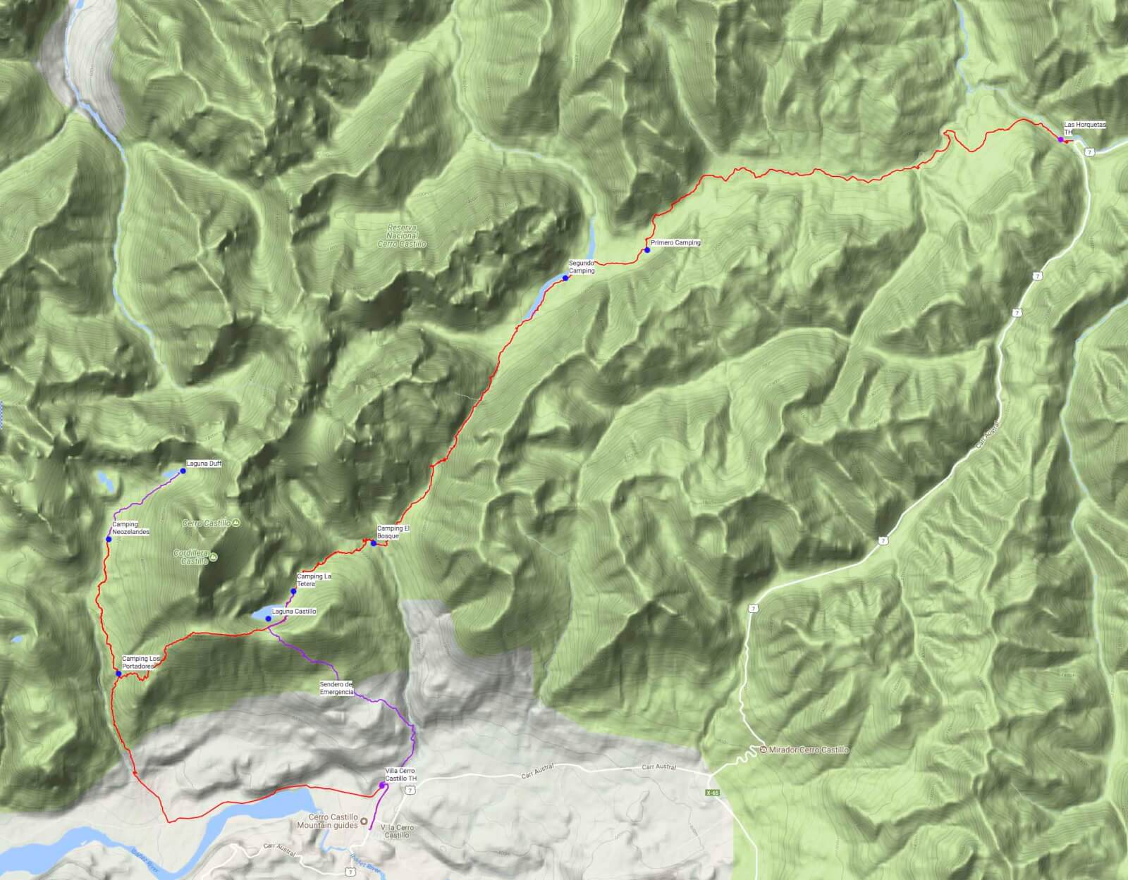 Cerro Castillo Trek Guide Map