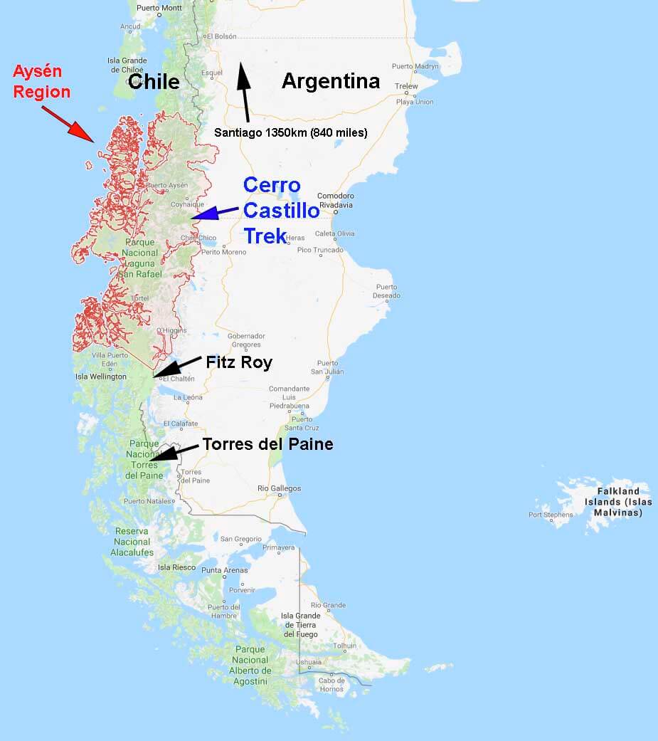 Cerro Castillo Trek Guide Map