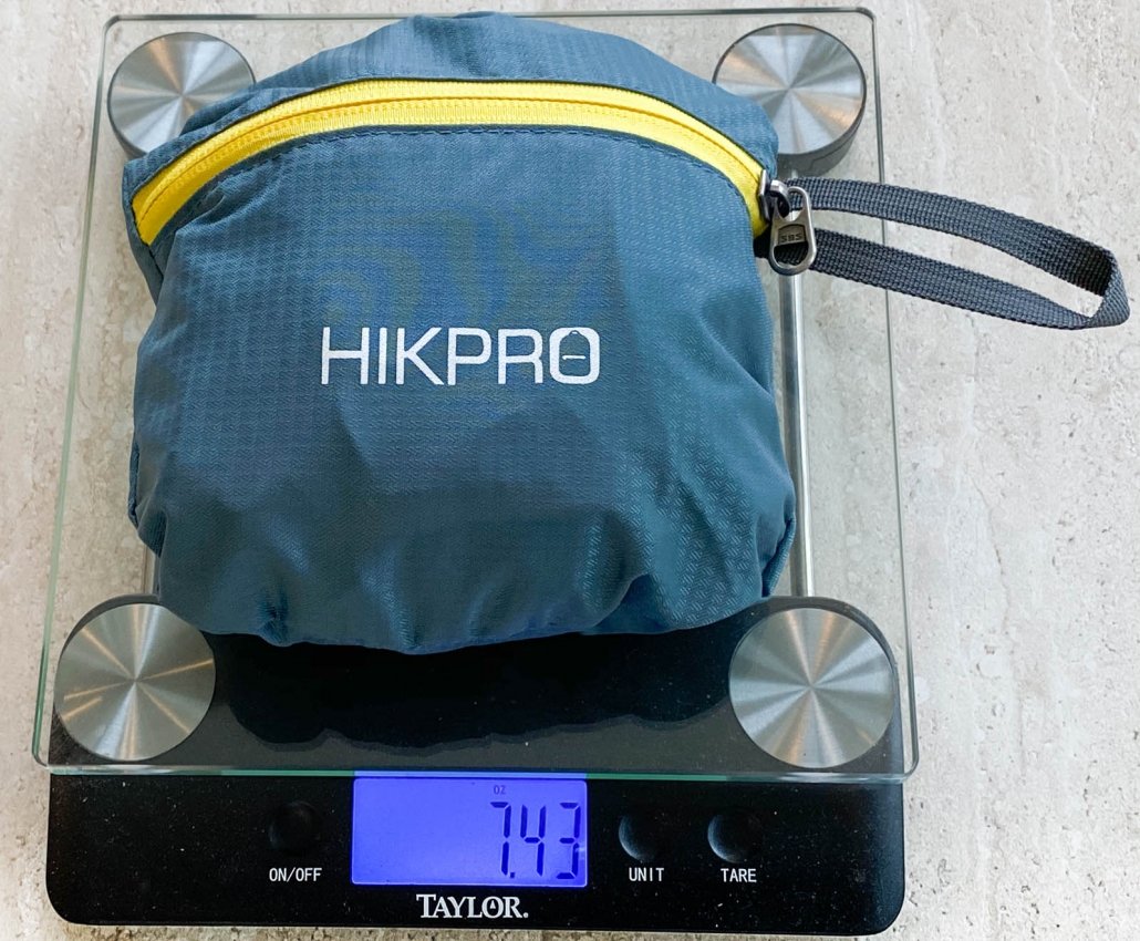 Backpack on scale for weight measurement