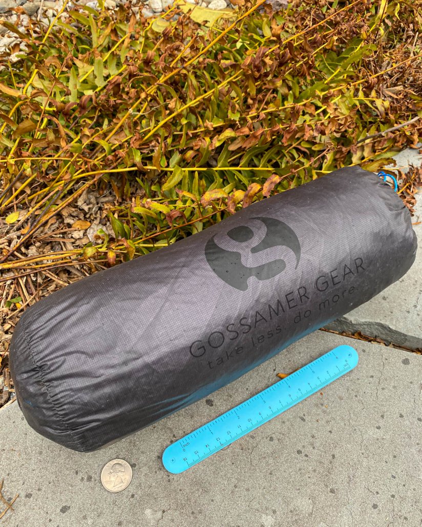 Stuffed size Gossamer Gear DCF 1 Tent