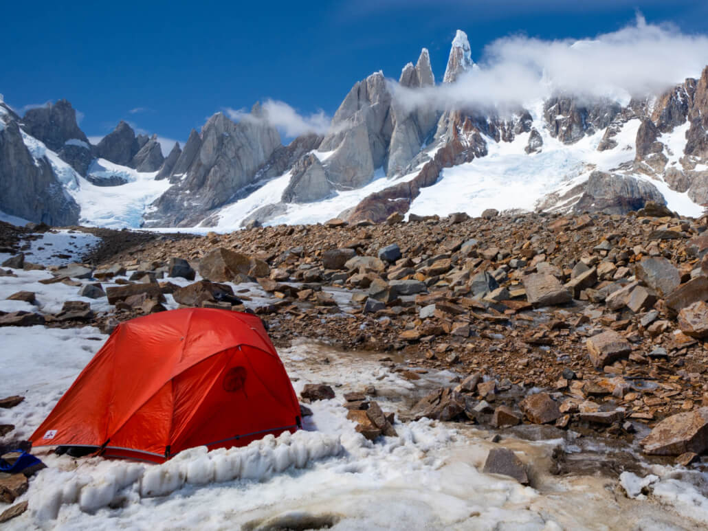 testing backpacking tents in the mountains of patagonia
