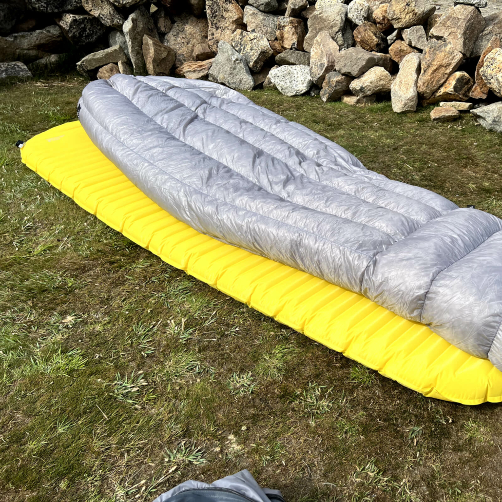 therm-a-rest neoair nxt sleeping pad at a backcountry campsite