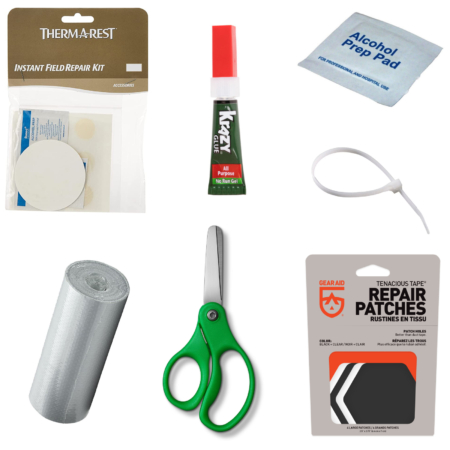 Homemade Repair Kit for ultralight backpacking gear kit