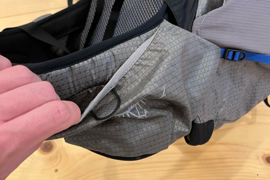 elastic hip belt pocket on osprey exos pro 55 backpack
