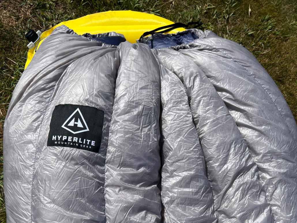 hyperlite mountain gear 20 degree quilt cinched down detail close up