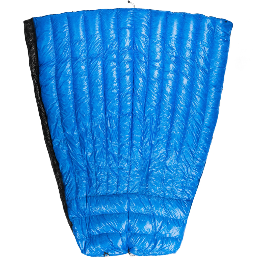 Zpacks zip around sleeping bag fully open in blanket mode
