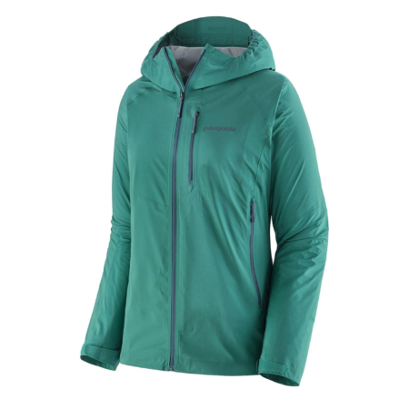 Patagonia Storm10 lightweight rain jacket in fresh teal colorway