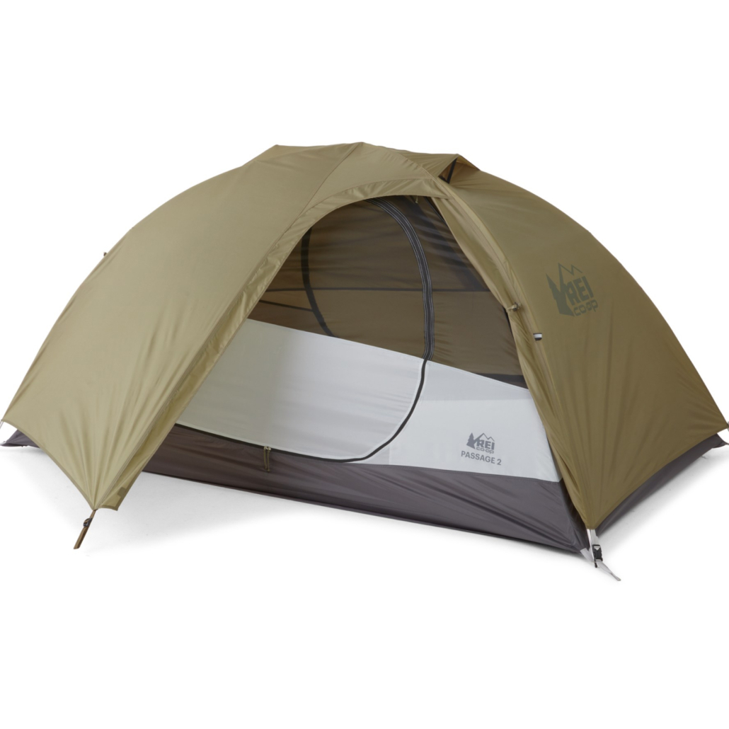 REI Co-op Passage 2 tent in brown, white, gray