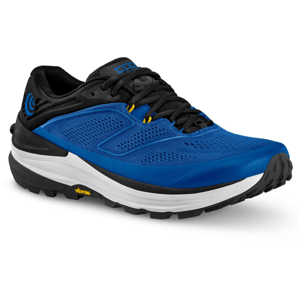topo athletic ultraventure trail running shoe in blue and black