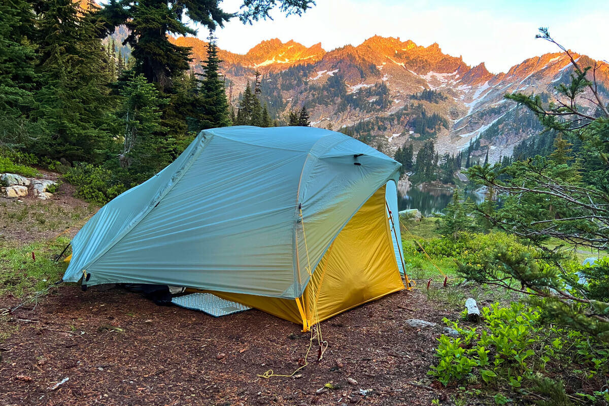 rei co-op flash 2 tent at sunset