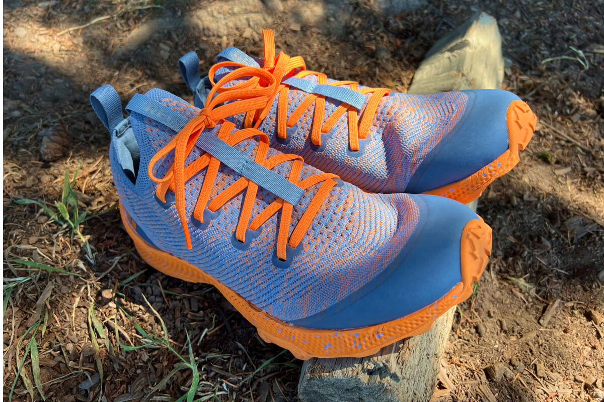 swiftland mt trail running shoes in blue and orange