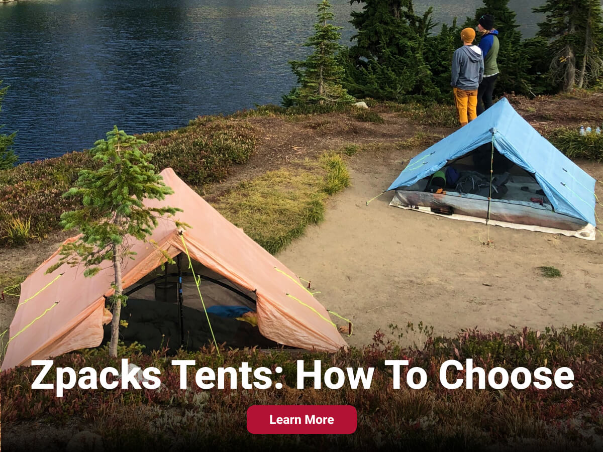 Two Zpacks Tents by a lake