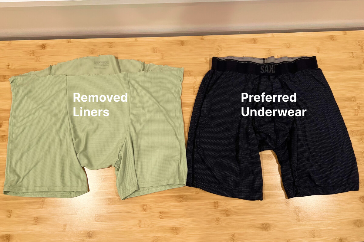 Removed liners vs preferred underwear