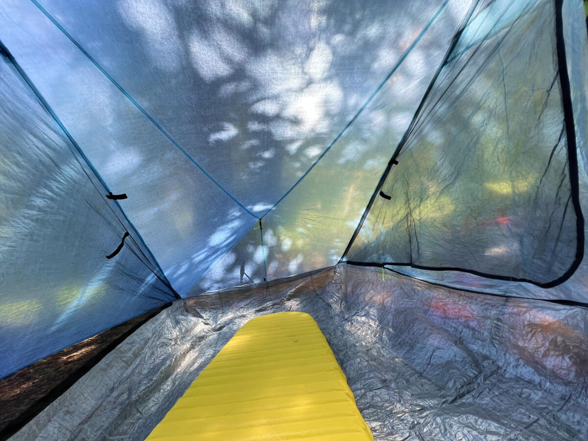 view of footend from inside tent
