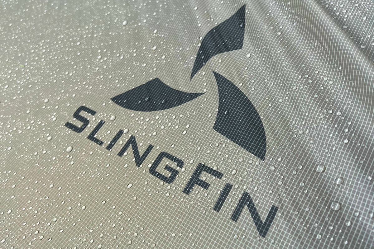 SlingFin logo on the tarp