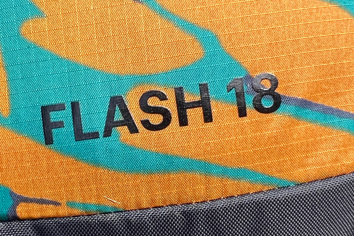 REI Flash 18 Pack-7 close up on flash 18 branding