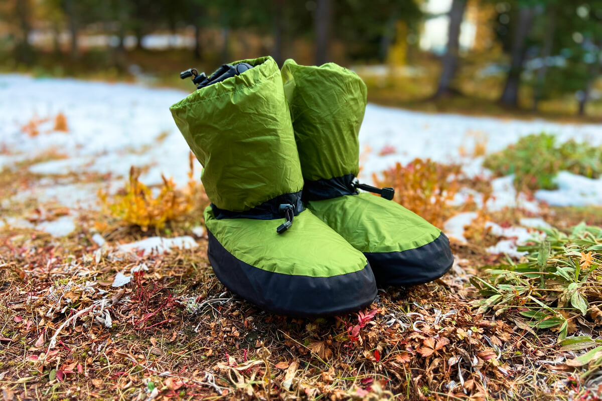 Best Down Booties for Backpacking next to snow