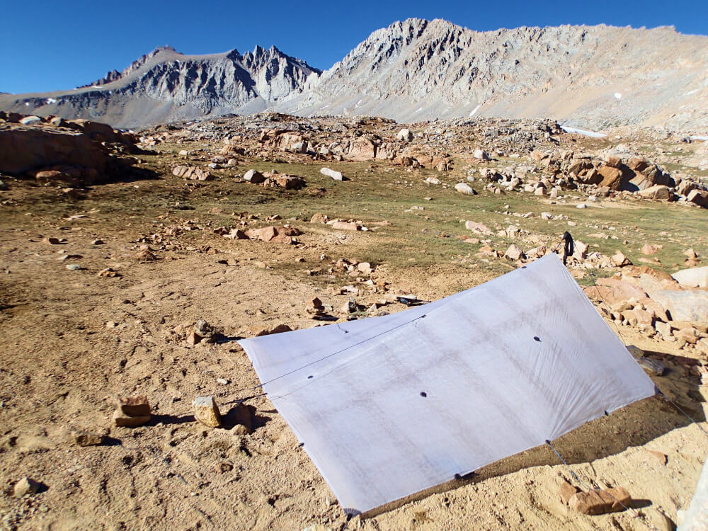 a backpacking tarp used in the high sierra