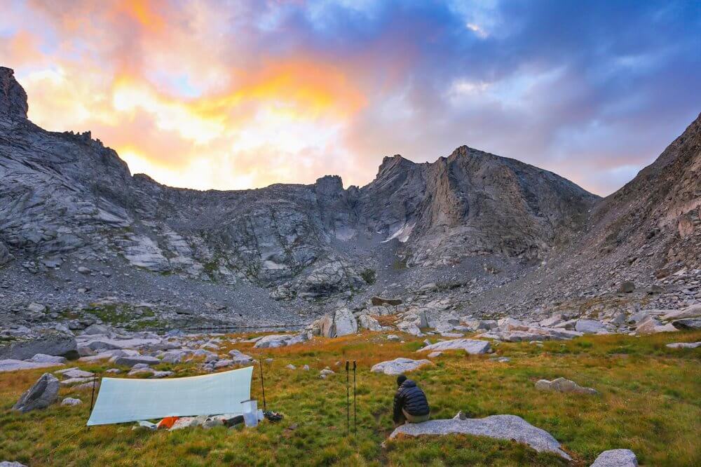 using the best backpacking tarp in the wind river range