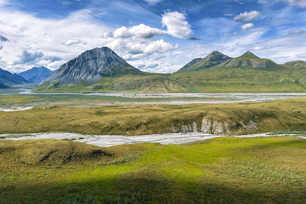 tundra and mountains in Alaska backcountry