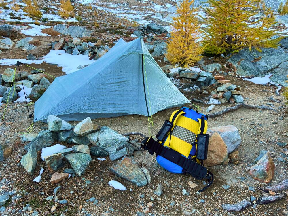 Chicken Tramper Backpack-13 chicken tramper backpack next to ultralight tent