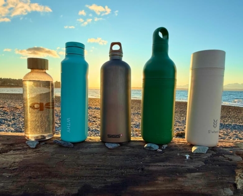 5 100% Recycled sustainable water bottles