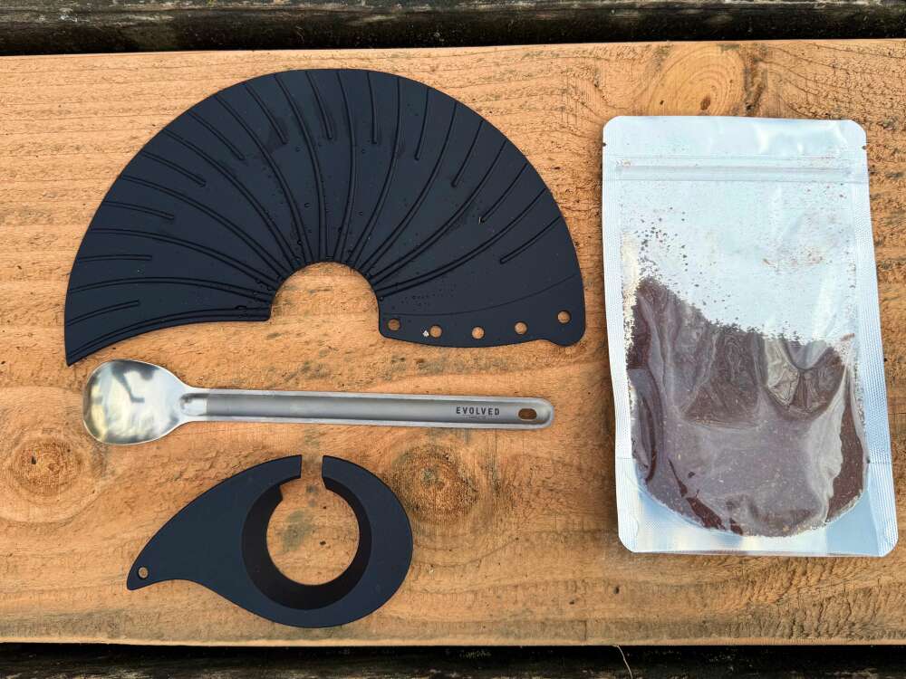 Best Backpacking Coffee Pour Over-14 dripper spoon mylar bag and backpacking coffee