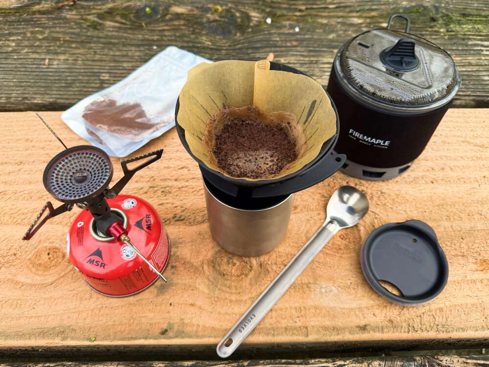 Best Backpacking Coffee Pour Over-2 wetted pour over backpacking coffee
