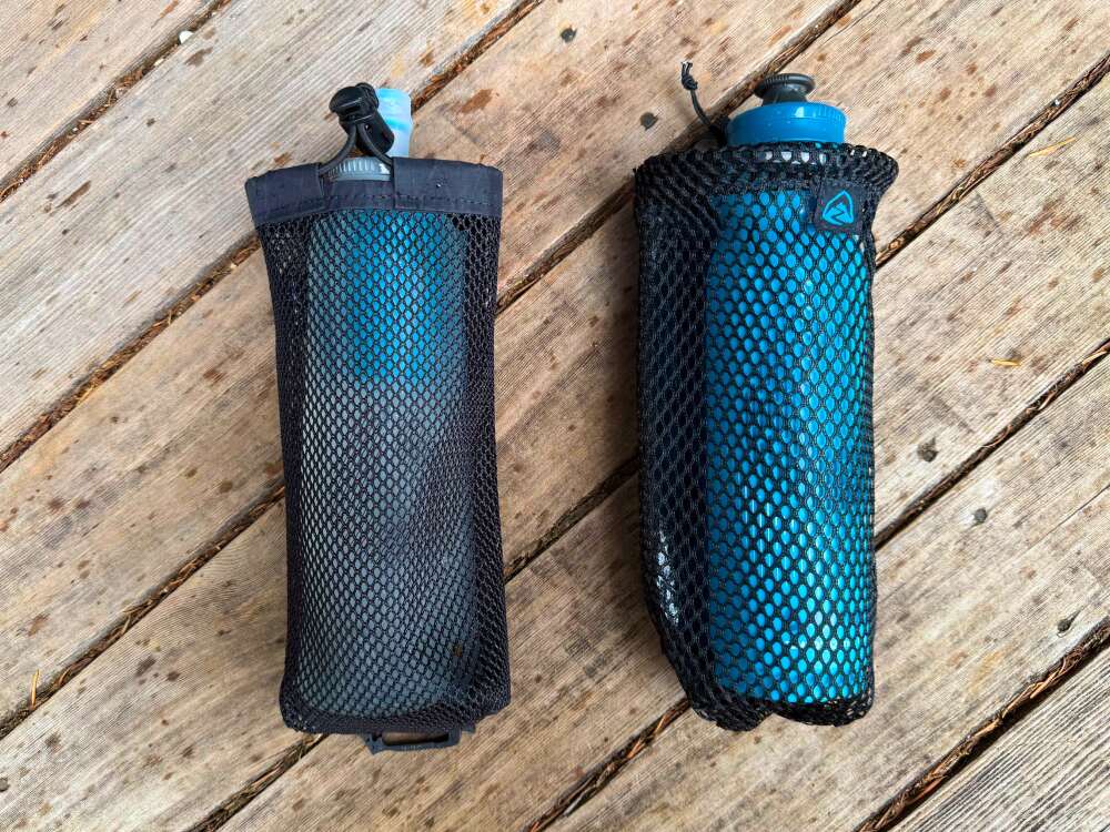 two bottles in sleeves two bottles in sleeves are part of a complete backpacking water storage and filtration system