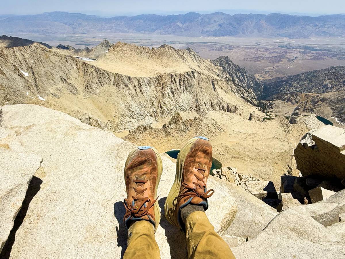 compressed-HOKA challenger 8 on mt whitney hoka challenger 8 on the summit of mt. whitney