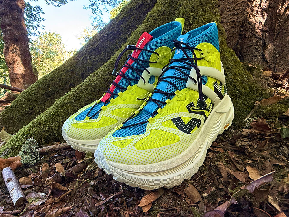 quarter angle on the hoka mafate x hiking boots