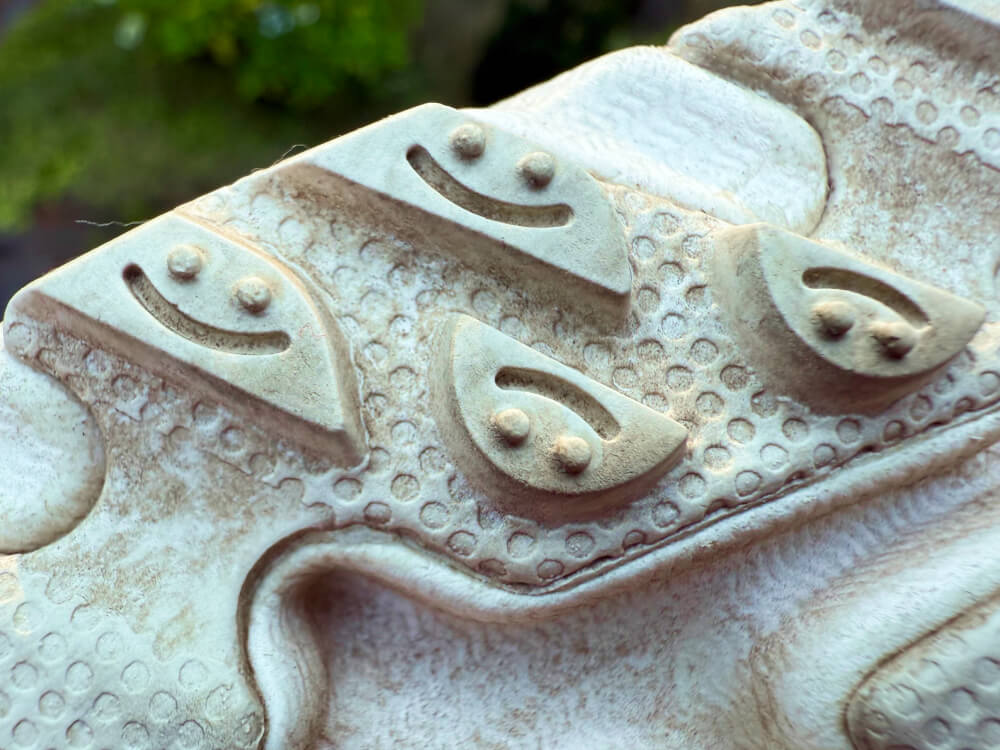 close up on smiley face lug imprint pattern