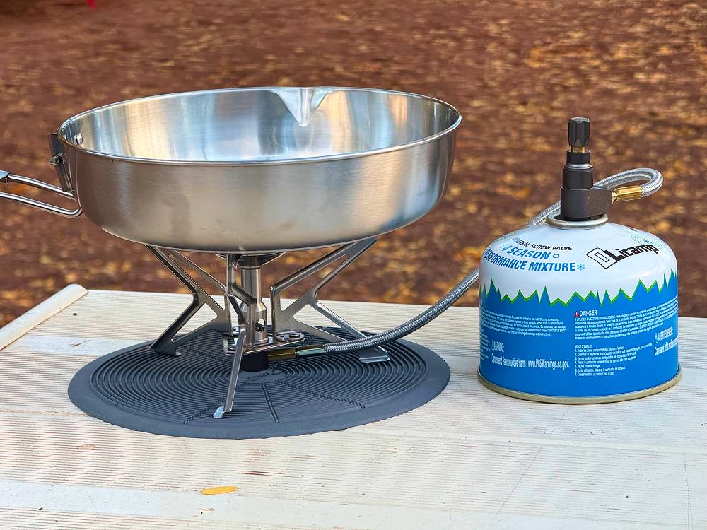 Polaris remote backpacking stove and fryingg pan Polaris remote backpacking stove and frying pan