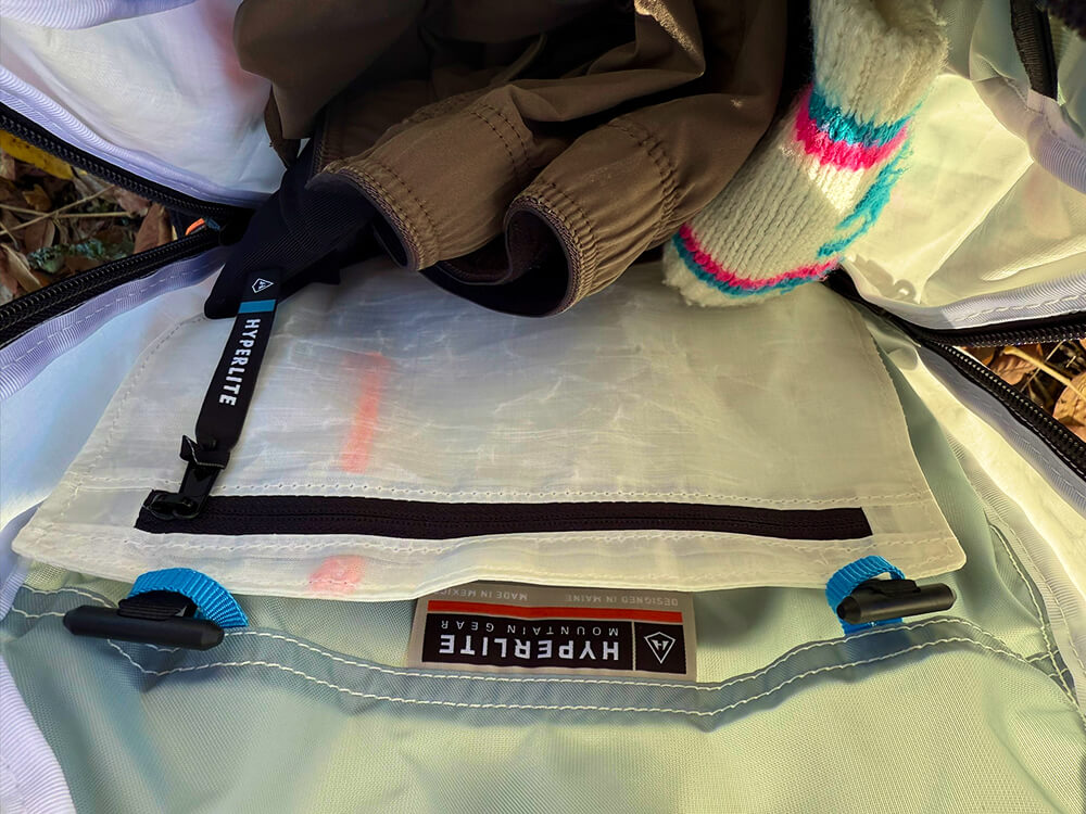 contents inside of Hyperlite Mountain Gear backpack